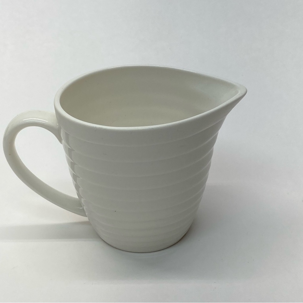 Sango Rio White Creamer Pitcher Ribbed Discontinued Rio5153 Cottagecore Country